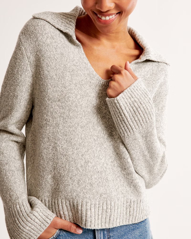 Women's Textural Notch-Neck Sweater | Women's Fall Preview | Abercrombie.com | Abercrombie & Fitch (US)