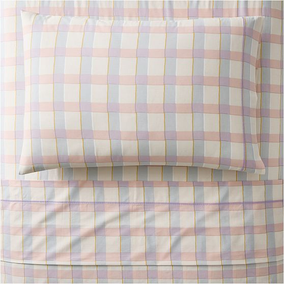 Watercolor Gingham, Lilac, Queen | West Elm (US)