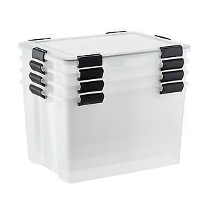 Case of 4 74 qt. Weathertight Totes Clear | The Container Store