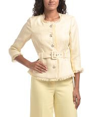 Boucle Knit Belted Blazer | TJ Maxx