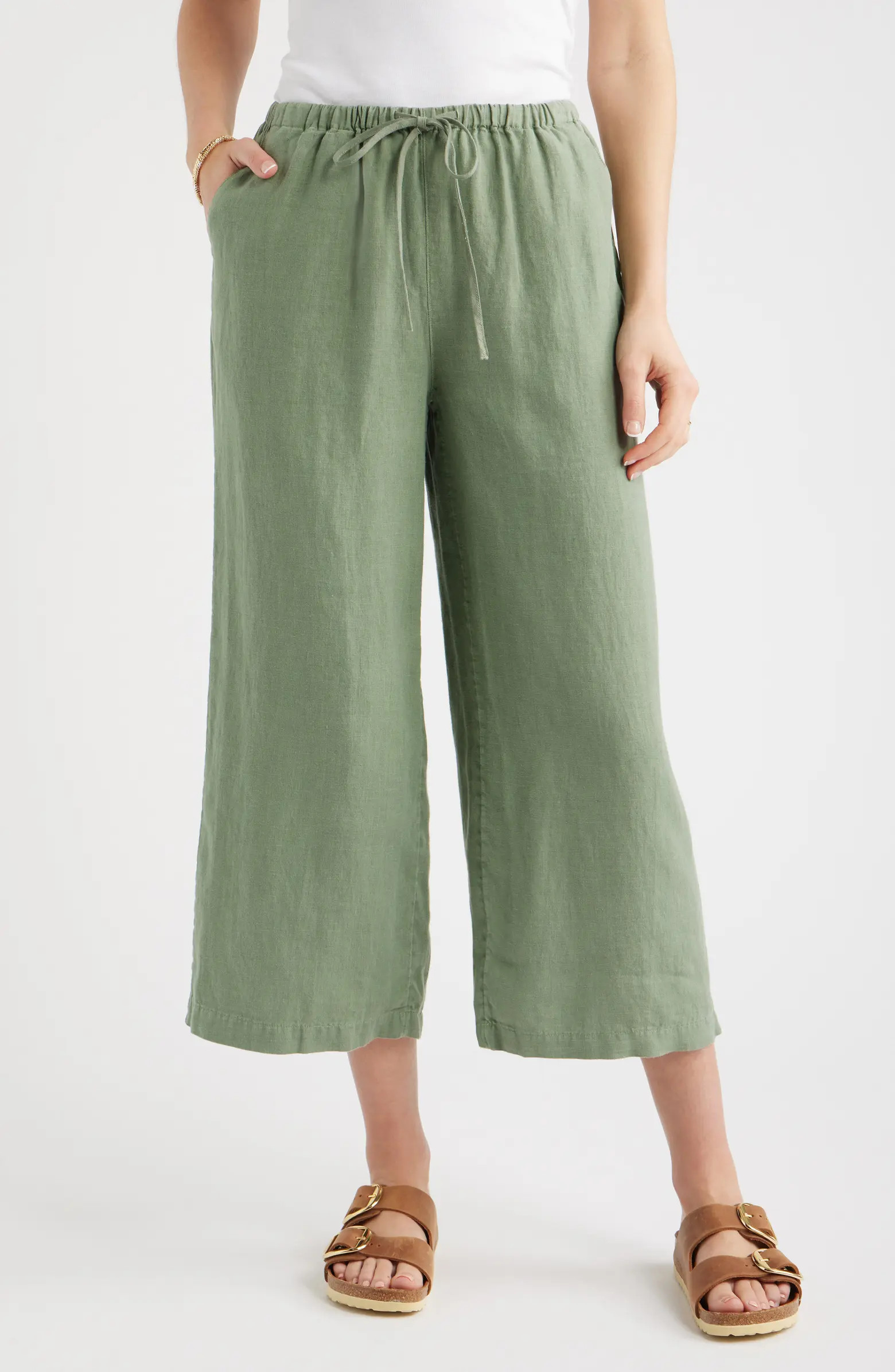 Wide Leg Crop Linen Pants | Nordstrom