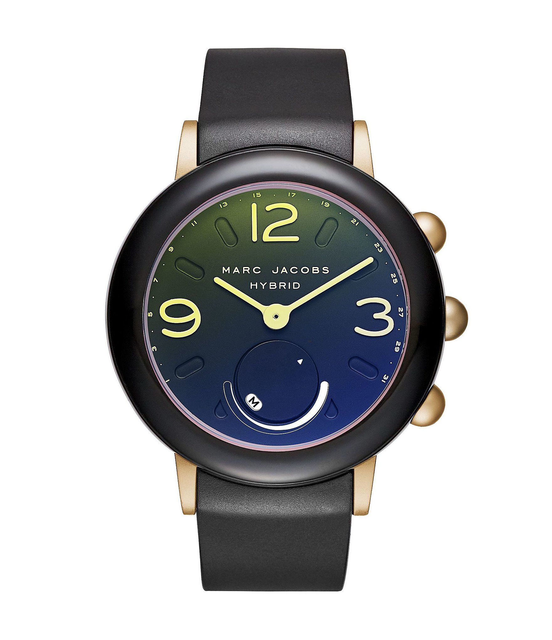Marc Jacobs Riley Gold-Tone and Black Rubber Hybrid Smartwatch | Dillards Inc.
