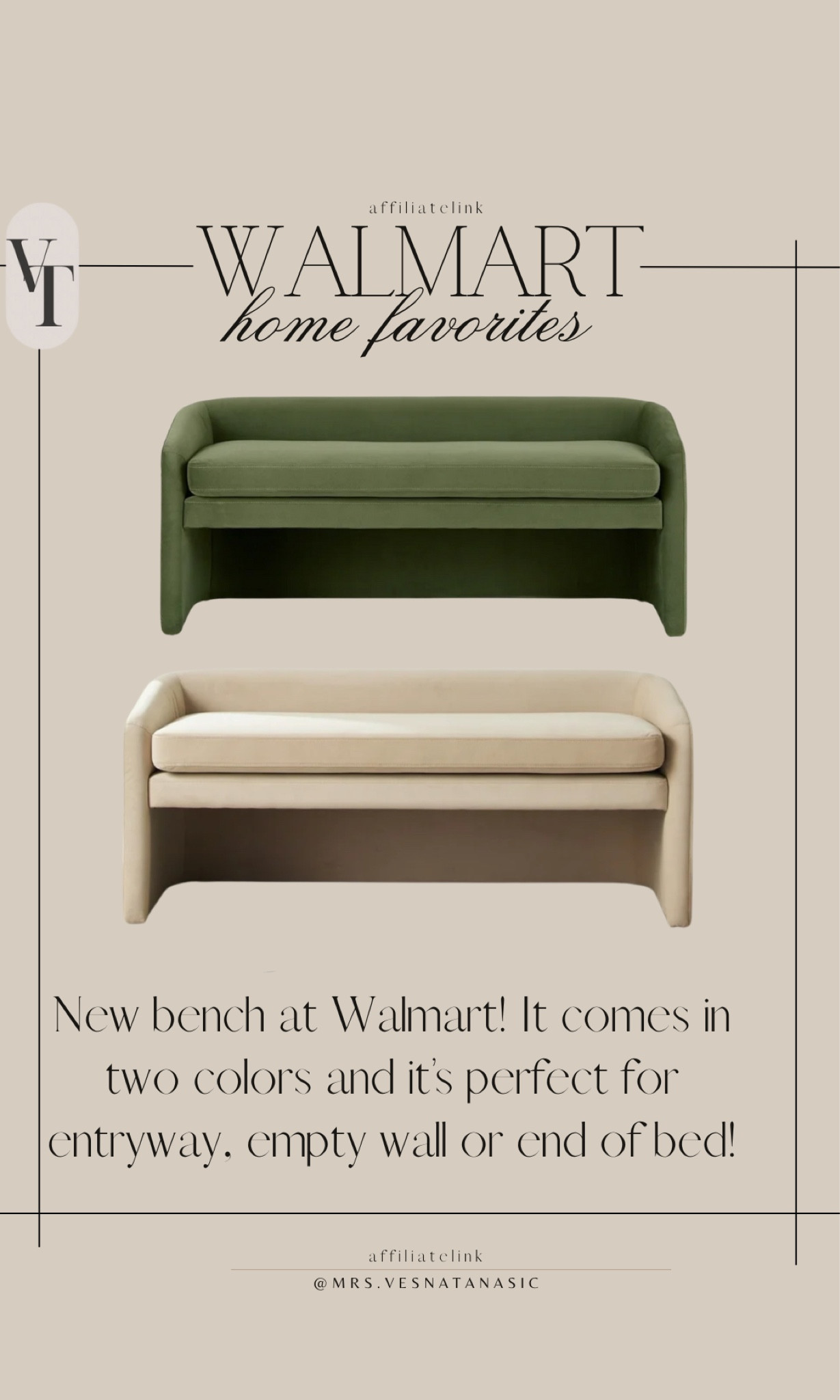 New bench at Walmart! This bench is so beautiful, and comes in two colors! Perfect for empty wall, end of bed or entryway! @walmart #walmart #walmartfinds #walmarthome 

#LTKHome #LTKSaleAlert #LTKSeasonal