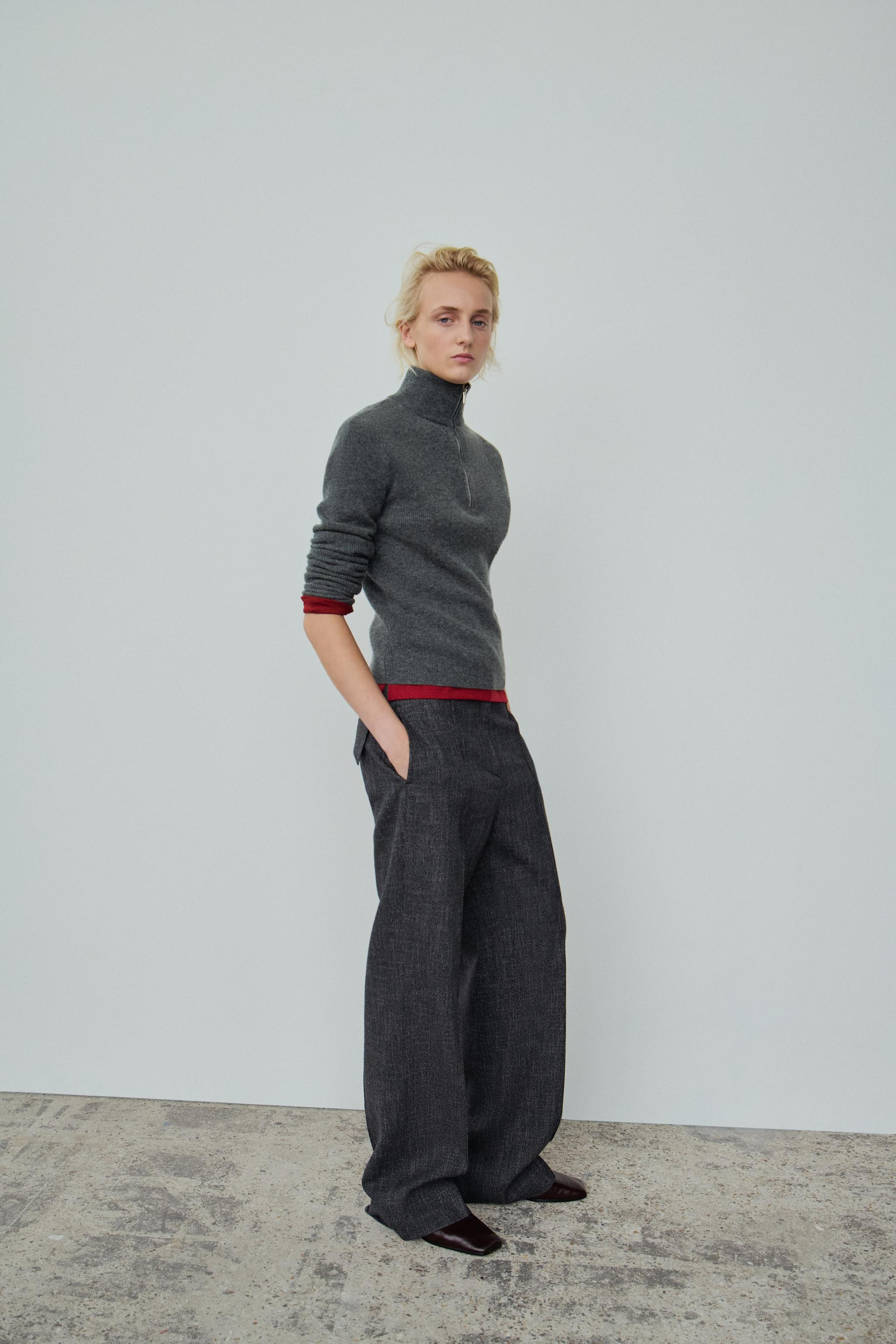 100% WOOL ZIP-UP SWEATER | Zara US