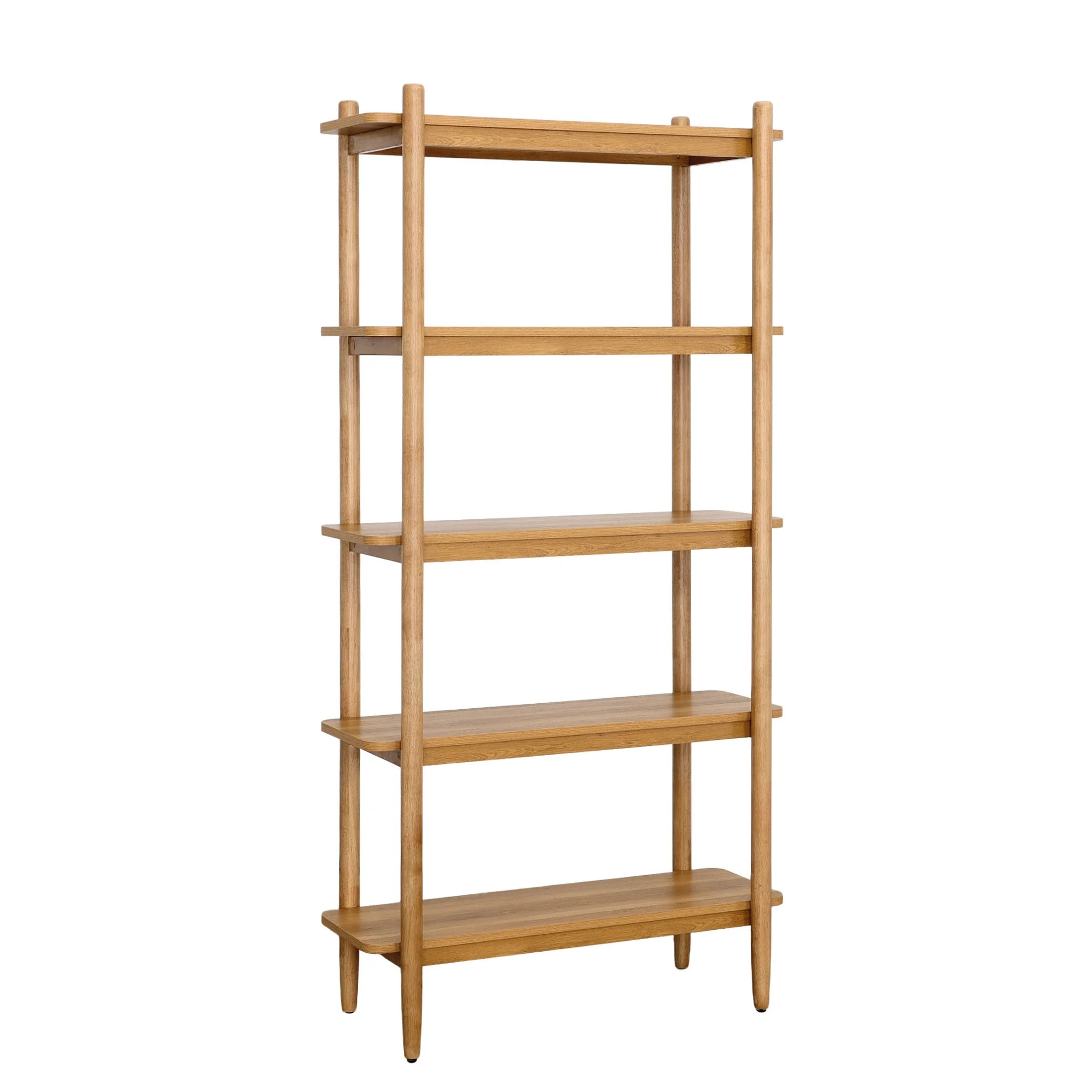 Better Homes & Gardens Springwood 5 Shelf Bookcase with Solid Wood Frame, Light Honey Finish | Walmart (US)