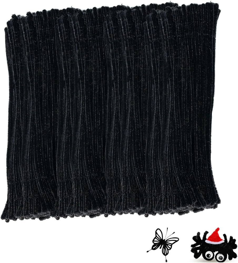 Black Pipe Cleaners for Crafts,200PCS Chenille Stems,Craft Supplies,Halloween Crafts for Kids,DIY... | Amazon (US)