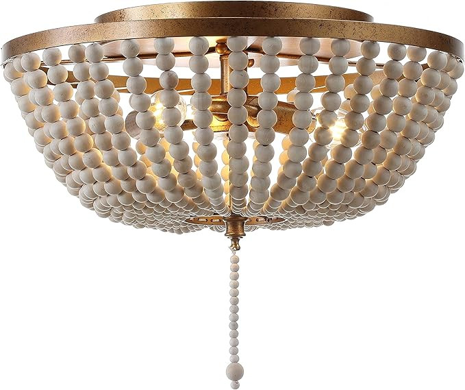 JONATHAN Y JYL9019A Allison 15" Wood Beaded/Metal LED Flush Mount, Contemporary, Transitional, fo... | Amazon (US)