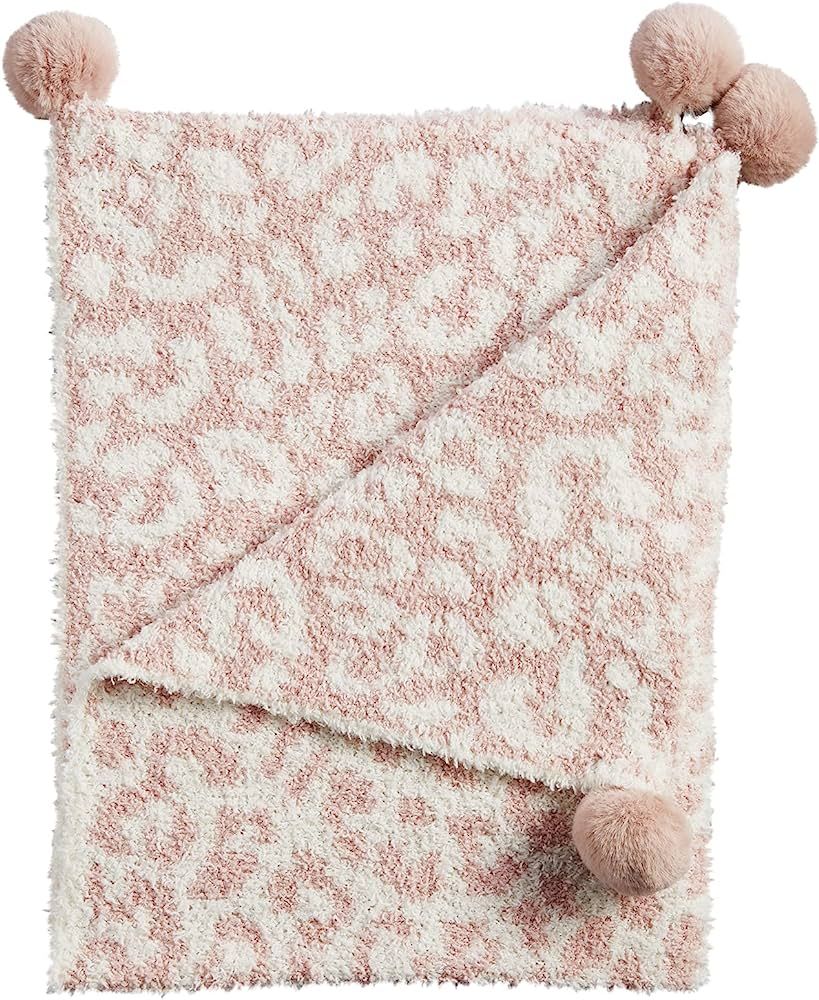 Mud Pie Baby Girls' Chenille Leopard Blanket, Pink | Amazon (US)