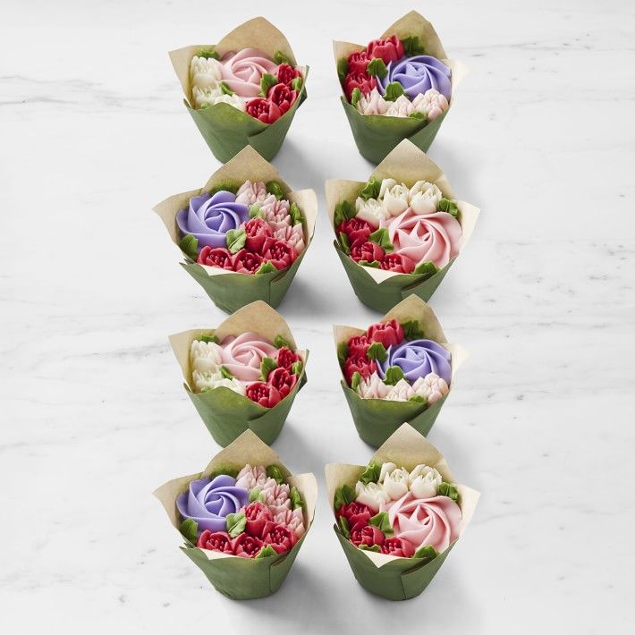 Bouquet of Flowers Chocolate and Vanilla Cupcakes, Set of 8 | Williams-Sonoma