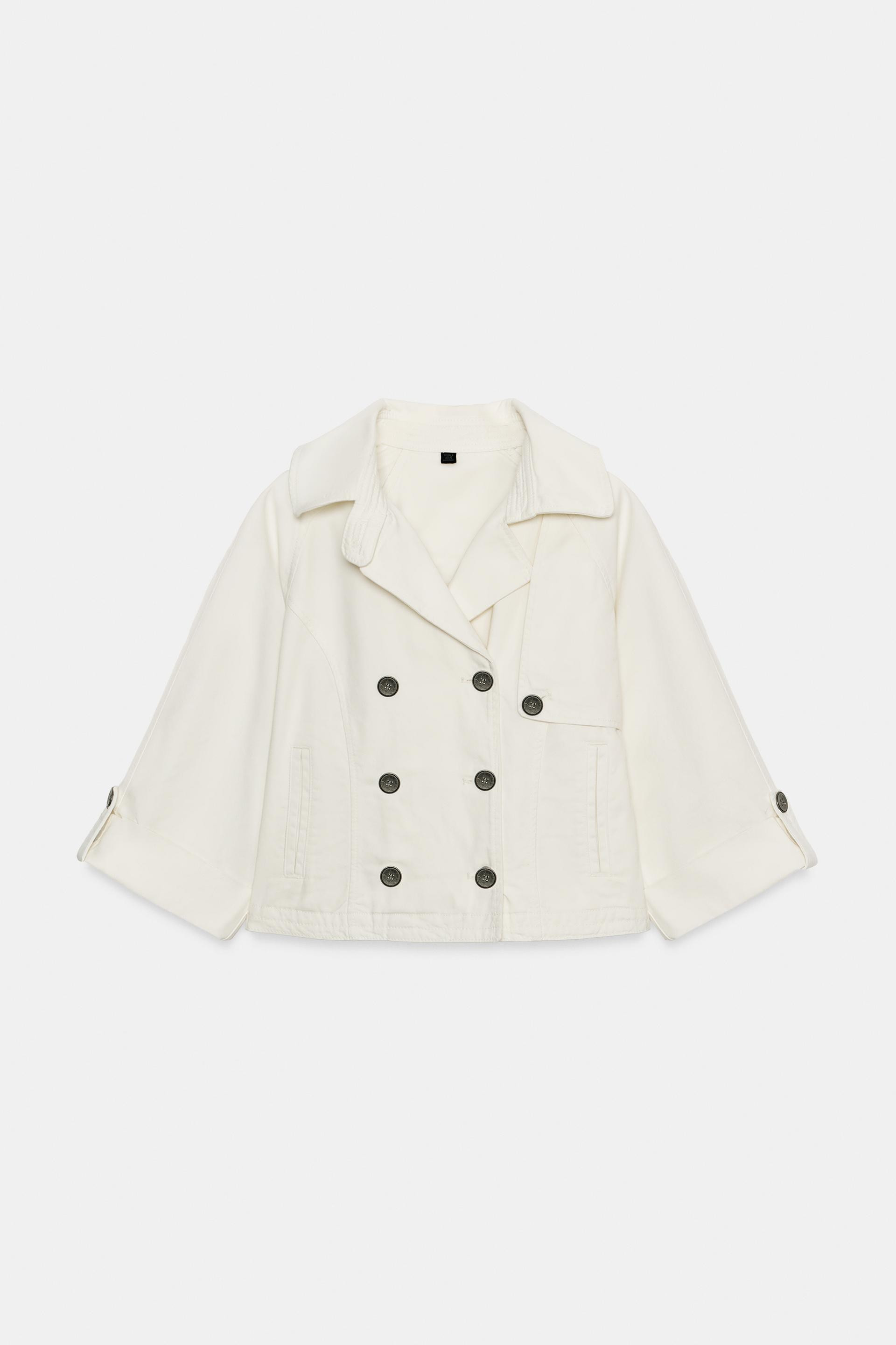Zara - Cropped Button Jacket - Ecru - L - Woman | Zara US