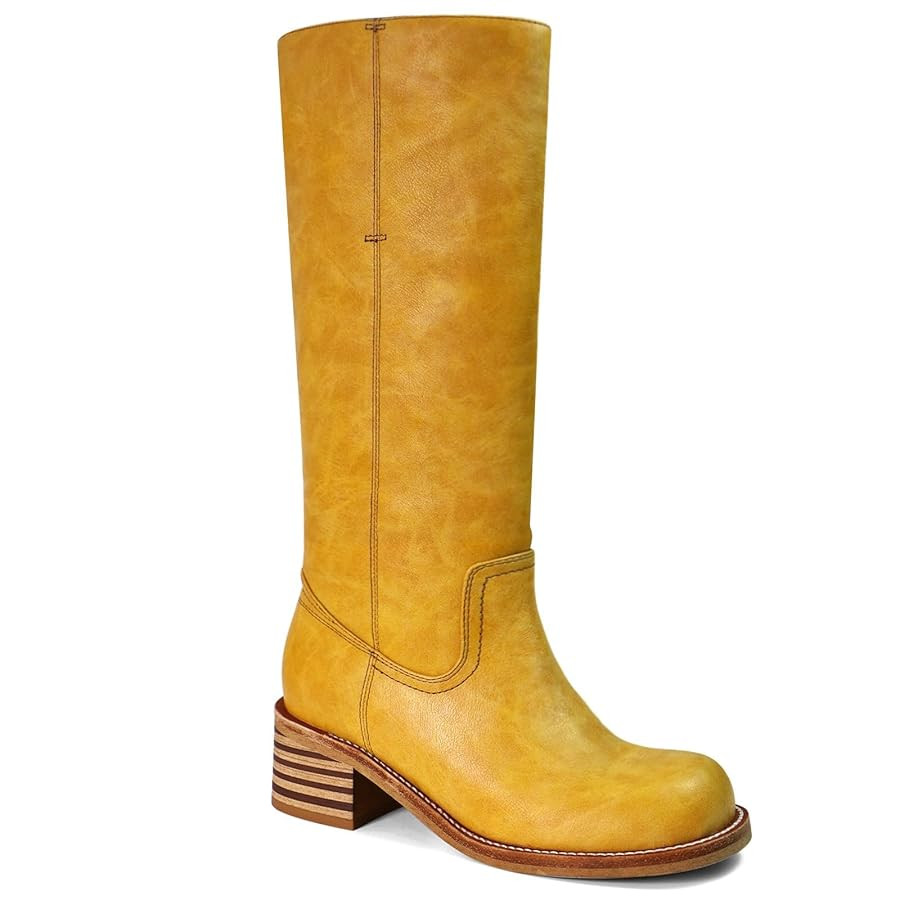 UBWDU Women's Knee High Boots Chunky Block Heel Long Boots Square Toe Low Heel Boots for Women | Amazon (US)