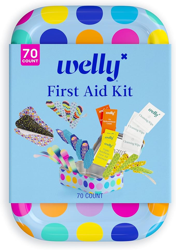 Welly First Aid Kit - Adhesive Bandages in Flexible Fabric and Waterproof, Singe Use Ointments (T... | Amazon (US)