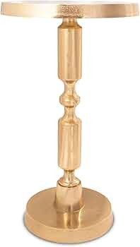 Small Round Gold Side Table by Objet D’Art, Rhodes, Accent, End, Pedestal, Martini, Cocktail an... | Amazon (US)