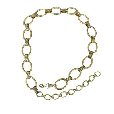 Vintage Gold Tone Link Chain Belt Women Artsy Boho Glam Adjustable Oval Circles | eBay US