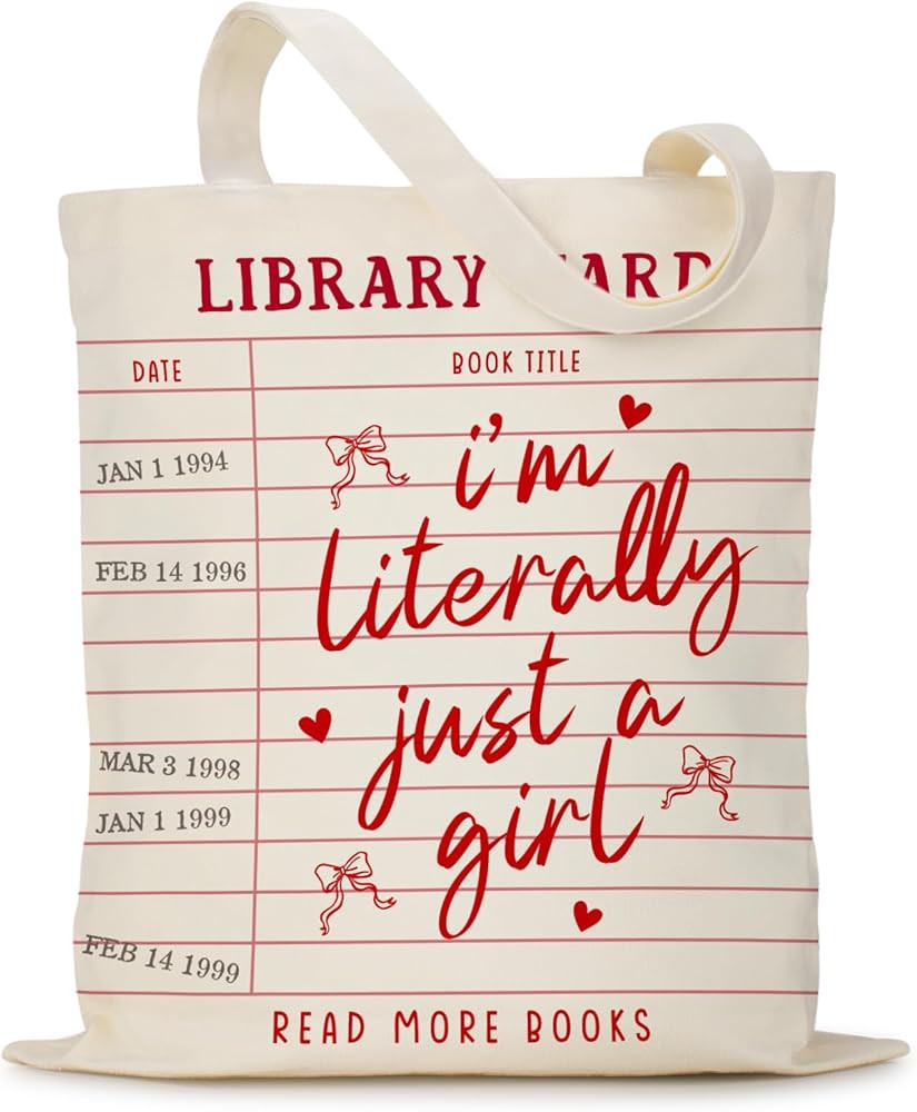 Library Card Canvas Tote Bag Gifts for Book Lovers - Christmas Gifts for Book Lovers, Librarian, ... | Amazon (US)
