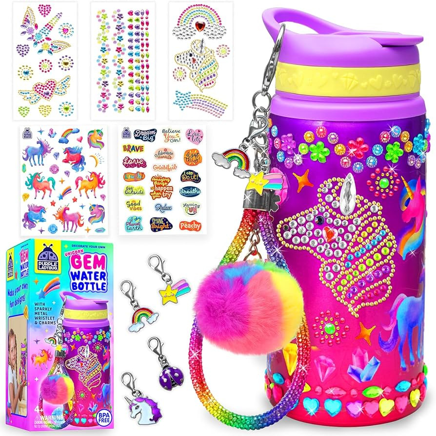 PURPLE LADYBUG Decora tu propio kit de botella de agua para niñas, relleno de cesta de Pascua pa... | Amazon (US)