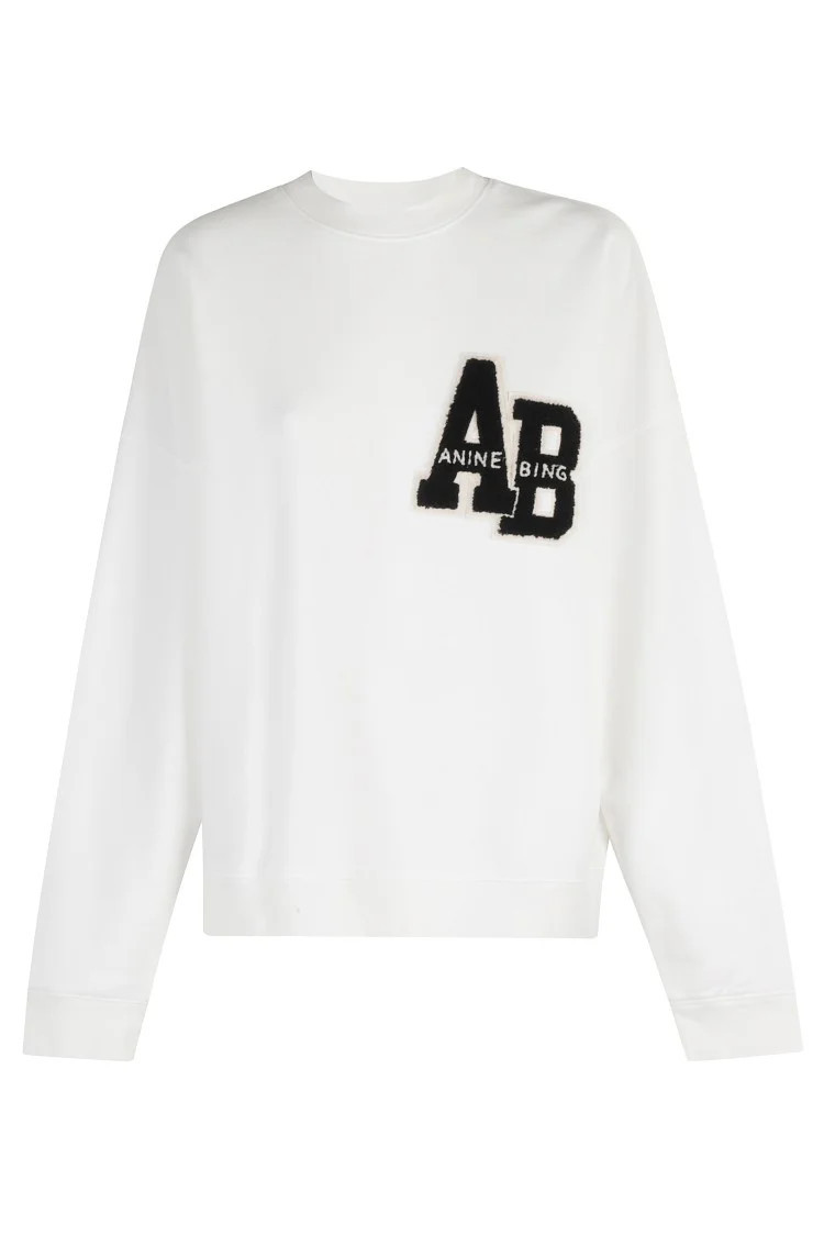 White Miles Letterman Sweatshirt | Shop Simon