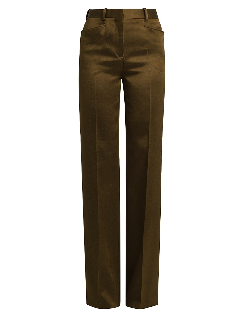 Women's Silk-Wool Twill Boot Cut Pants - Bronze Olive - Size 10 | Saks Fifth Avenue