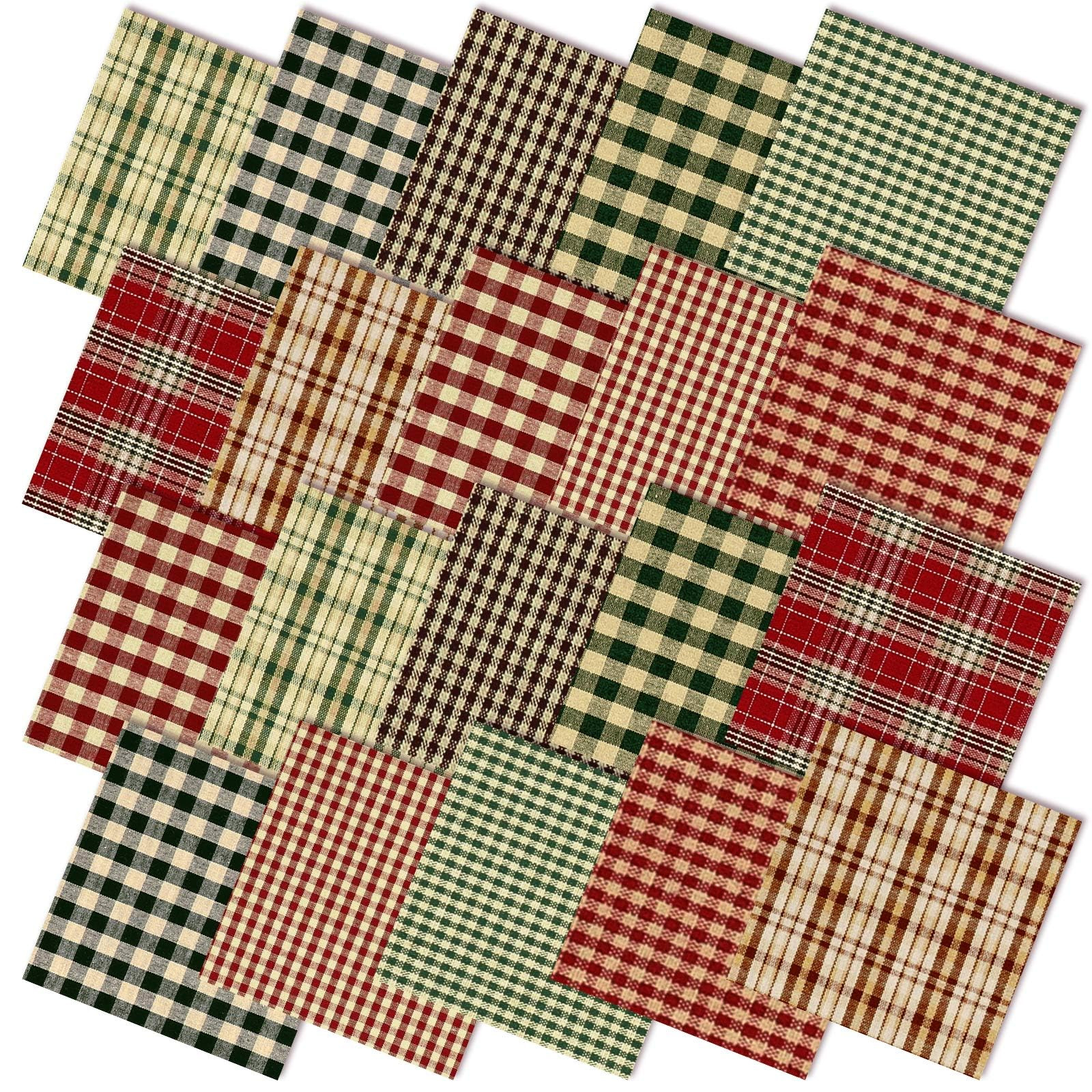 Hahafelt 10 Pcs Christmas Fabric Bundles Vintage 20 x 20 Inch Christmas Plaid Stripe Fat Quarters... | Amazon (US)