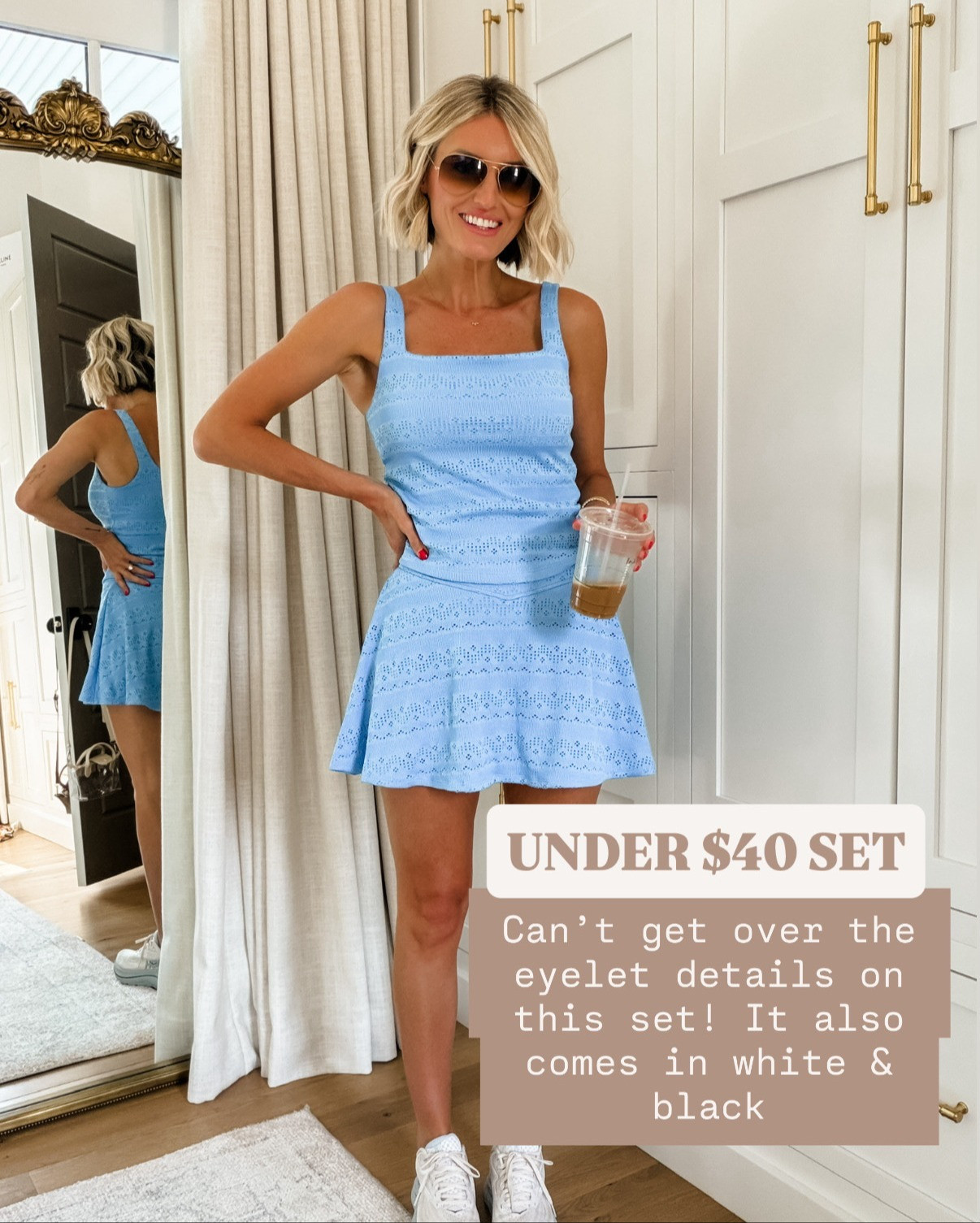 This eyelet activewear set is so cute! It also comes in white and black! Currently 30% off! Wearing S!

Loverly Grey, activewear, athleisure, active set, active skort, target, sale 

 #LTKActive #LTKSaleAlert