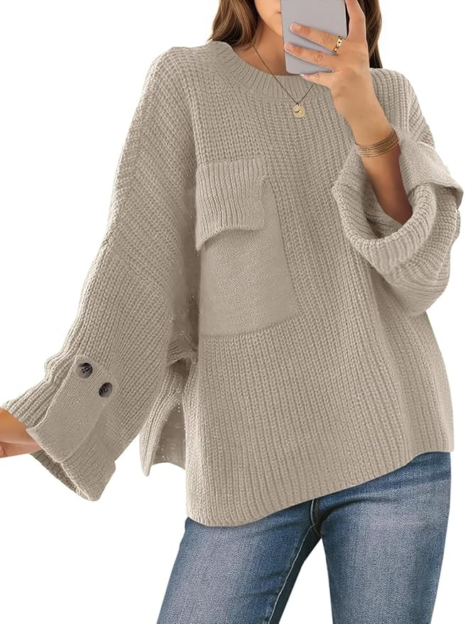 Saodimallsu Womens Oversized Sweaters Chunky Ribbed Knit Crew Neck Casual Long Sleeve Fall Winter... | Amazon (US)