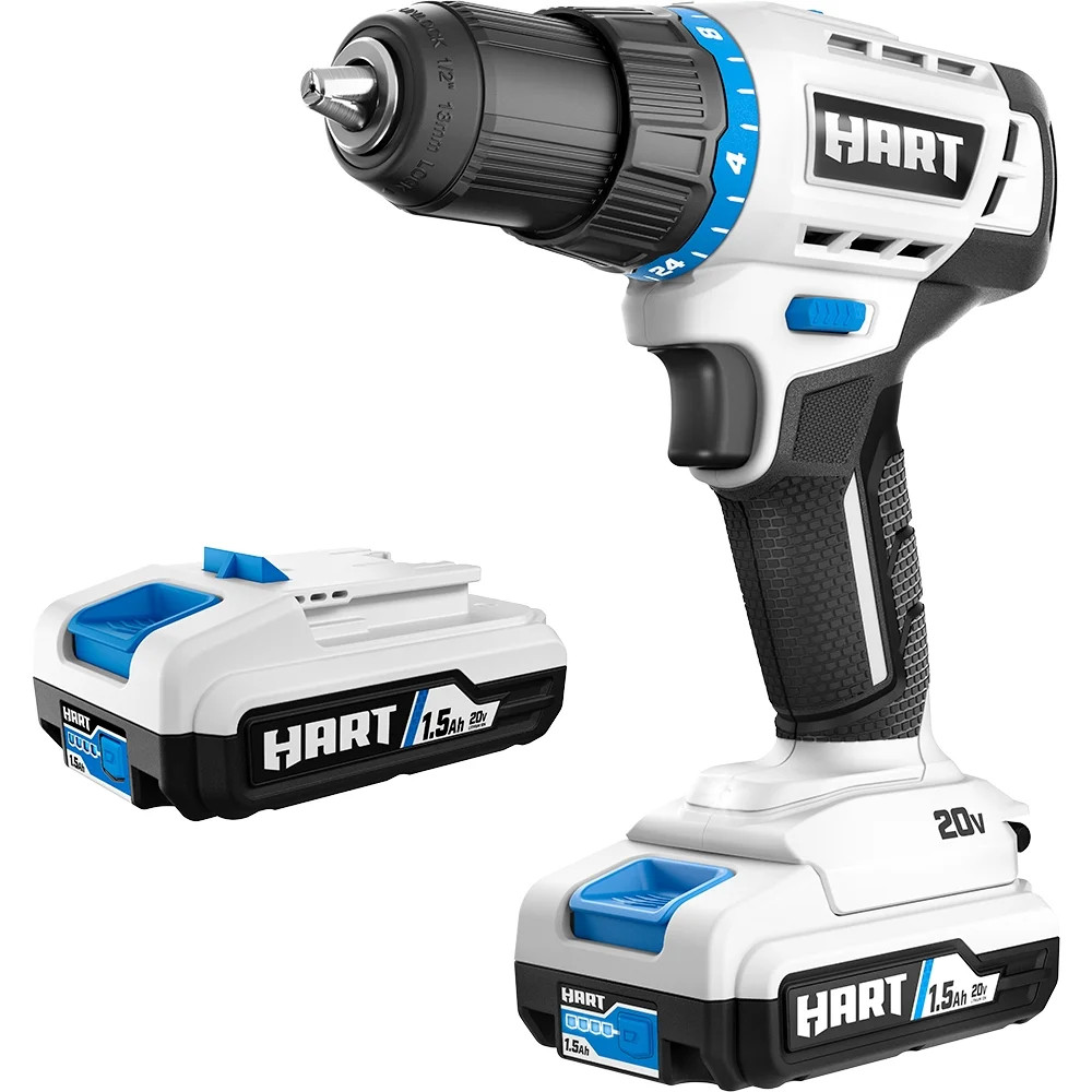 HART 20-Volt Cordless 1/2-inch Drill/Driver Kit, (2) 1.5Ah Lithium-Ion Batteries, Gen 2 | Walmart (US)
