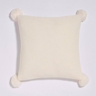 18"x18" Sweater Knit Pom-Pom Reversible Throw Pillow - Sure Fit | Target