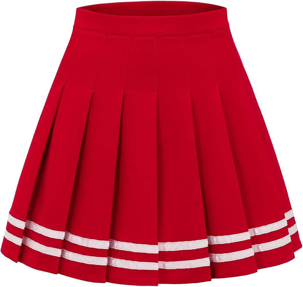 Stretchy Short Pleated Skirts for Women Cheerleader Uniform High Waist A-line Mini Skirt | Amazon (US)