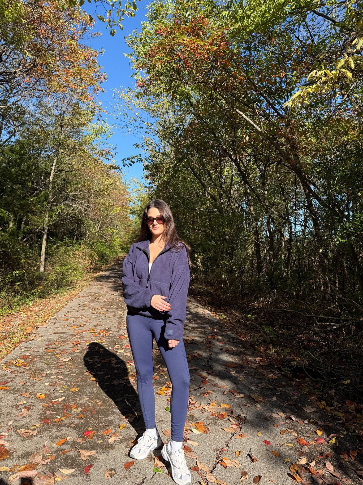 nothing beats a crisp fall morning on the trail 🍁

fall vibes, fall aesthetic, trees, fall outfit ideas, on the go outfit, workout set, cozy outfit, comfy outfit, comfy style, leggings outfit, autumn vibes, navy set, blue outfit 
#fabletics #fableticspartner #outfit #outfitinspo #styleinspo #ootd #falloutfit #workoutset #fallaesthetic #fallvibes

#LTKPetite #LTKShoeCrush #LTKActive