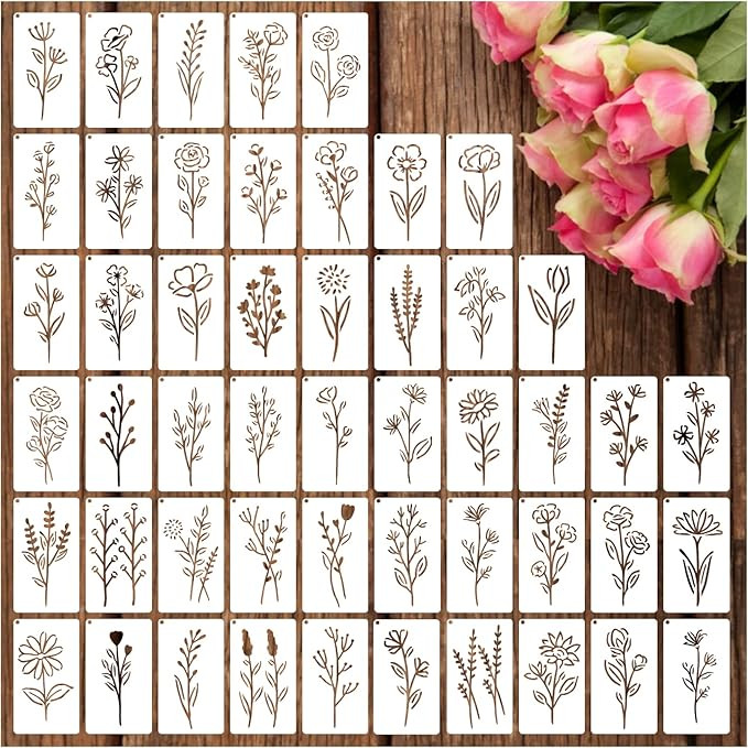 Botanical Flower Stencils for Crafts Small Wildflower Floral Paint Stencil for Painting on Wood C... | Amazon (US)