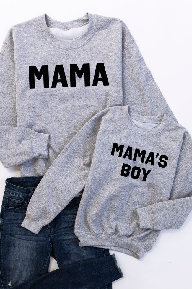 Mama's Boy Grey Kids Graphic Sweatshirt | The Pink Lily Boutique