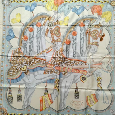 HERMES Carre 90 HARNAIS DE COEUR Silk Scarf Shawl White Multicolor w/ Box & Tag | eBay US