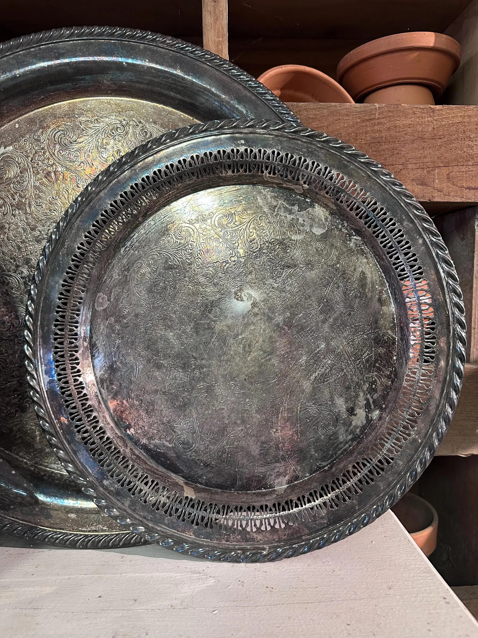 Vintage Silver Plate Serving Tray / Detailed Edge Trim / Roped Design / Etched Silver Plate Tray ... | Etsy (US)