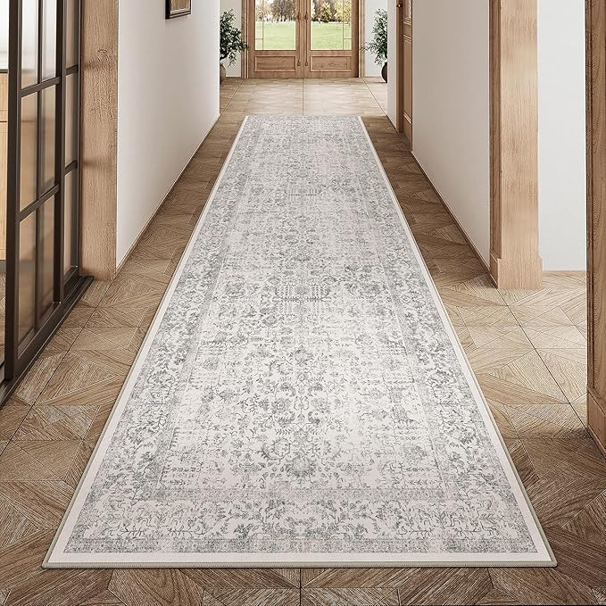PureCozy Gray Runner Rug 3x12 Hallway Machine Washable Kitchen Vintage Distressed Non Slip Long C... | Amazon (US)