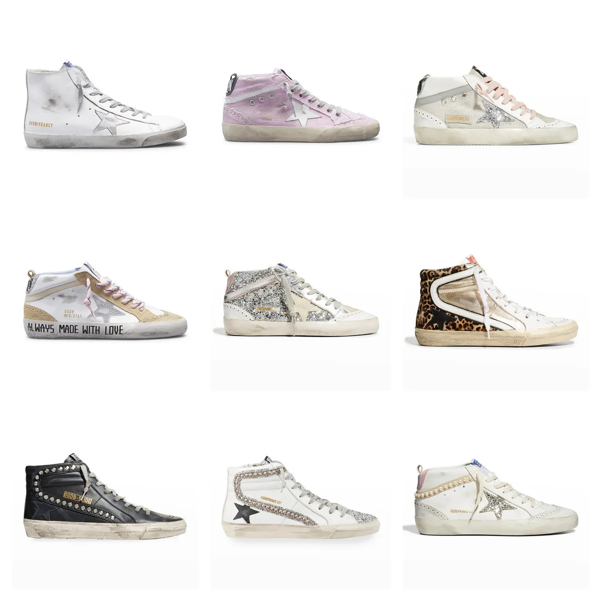 Golden Goose Mid Slide Star Casual Shoes Classic Gletter Leopard Snake Do-old Dirty Designer Man ... | DHGate