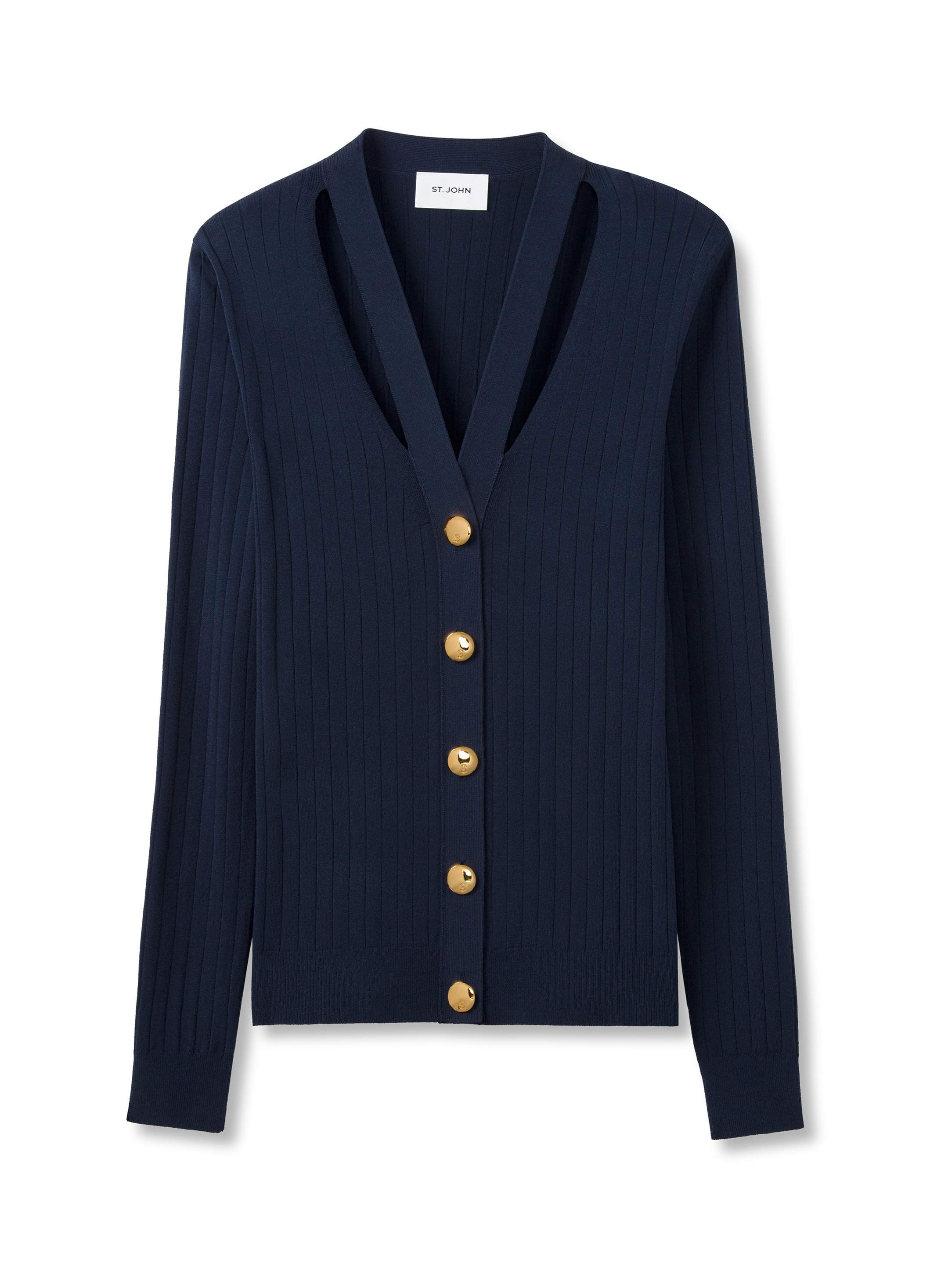 12x2 V-Neck Rib Cardigan | St. John Knits