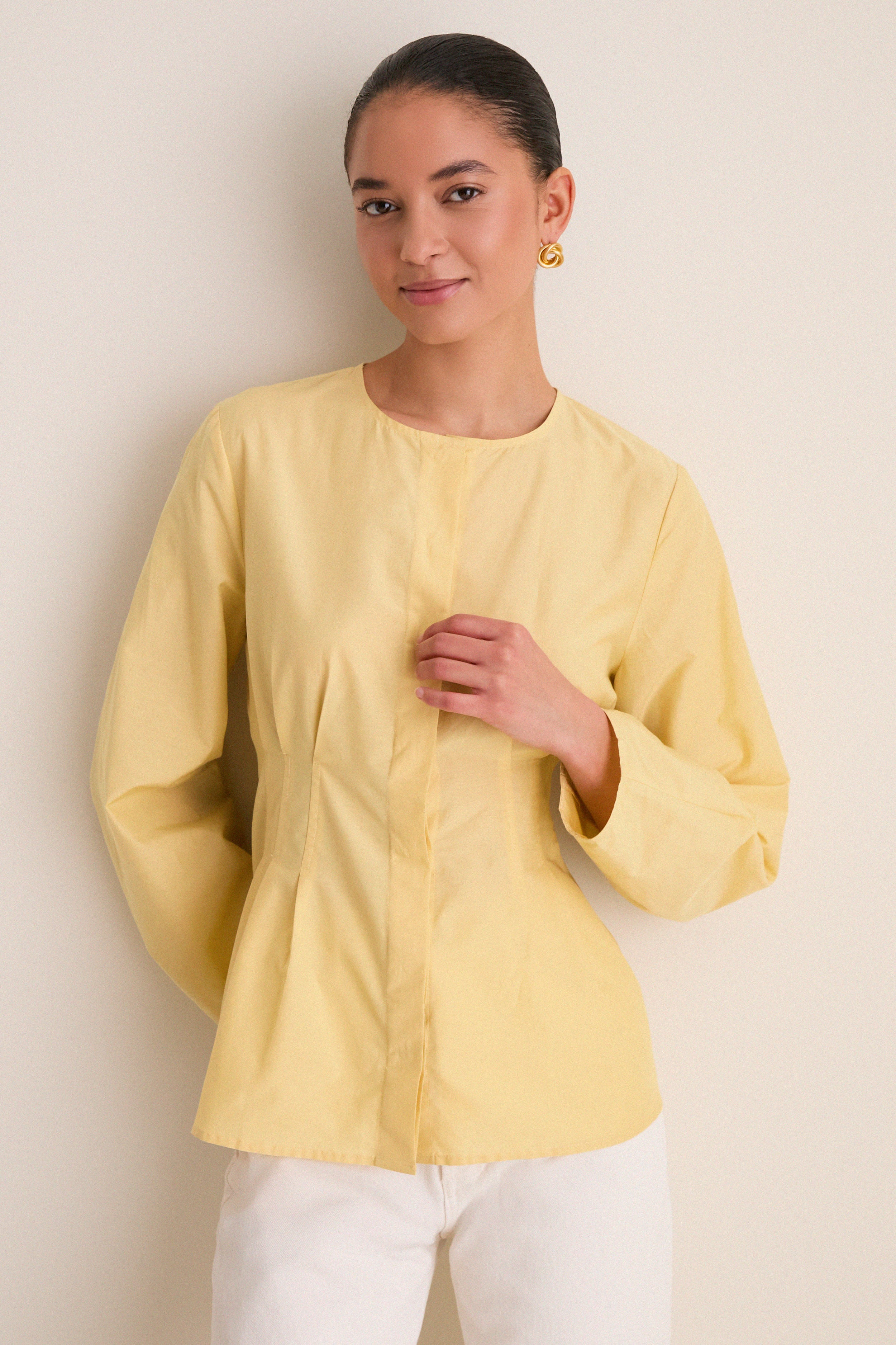 Butter Yellow Cotton Silk Arden Top | Tuckernuck (US)