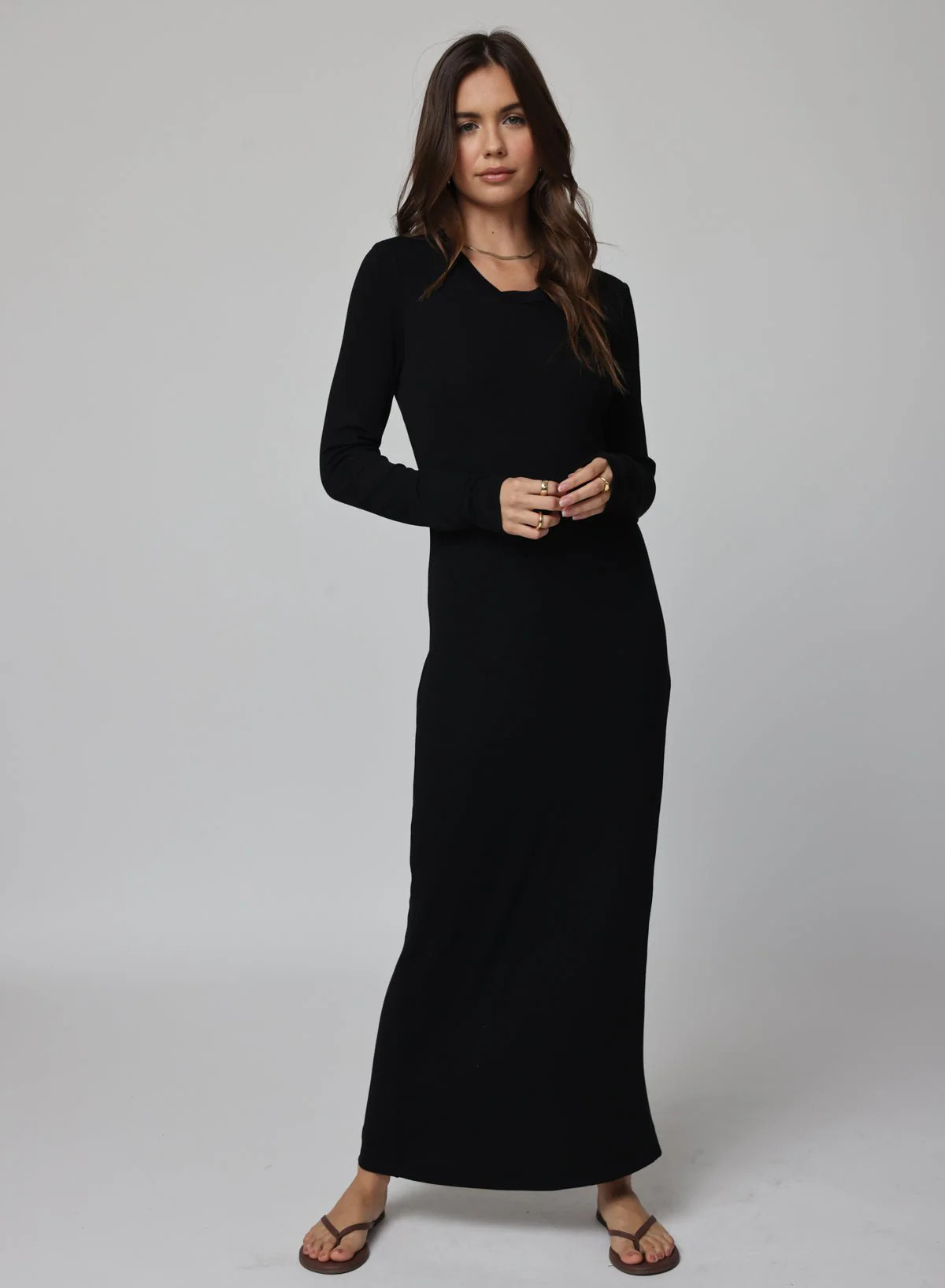 RIB LONGSLEEVE MAXI DRESS | Stillwater Design