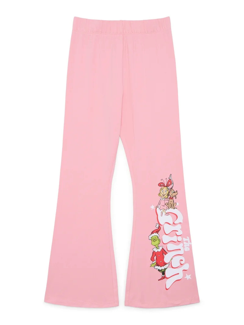 Dr. Seuss Grinch Girls' Christmas Graphic Flare Leggings, Sizes 4-16 | Walmart (US)