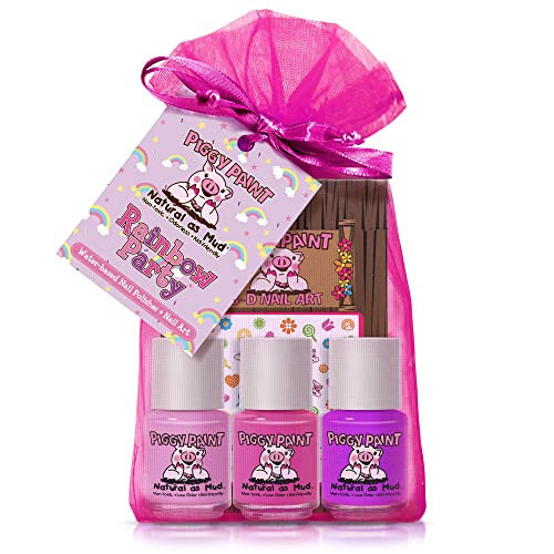 Piggy Paint Nail Polish, Non-Toxic - Rainbow Party (3 Color + Nail Art Set) | Amazon (US)