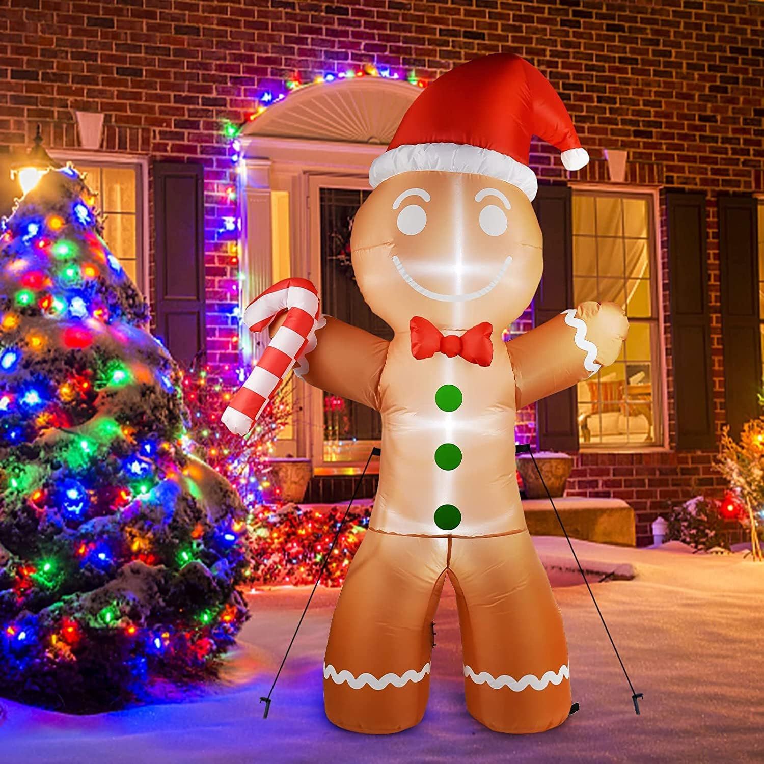 6Ft Christmas Inflatables Gingerbread Man with Candy Canes Outdoor Decorations,Christmas Blow Up ... | Amazon (US)