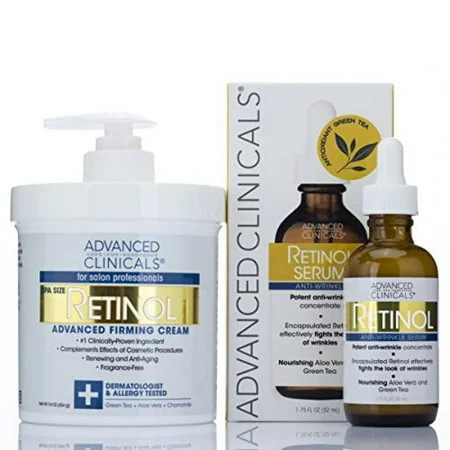 Advanced Clinicals Retinol Skin Care Set - Value Set of Anti Aging Body Cream and Face Serum | Walmart (US)