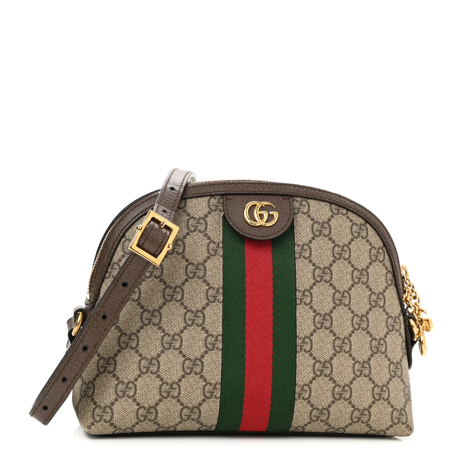 GUCCI GG Supreme Monogram Web Small Ophidia Dome Shoulder Bag Brown | FASHIONPHILE (US)