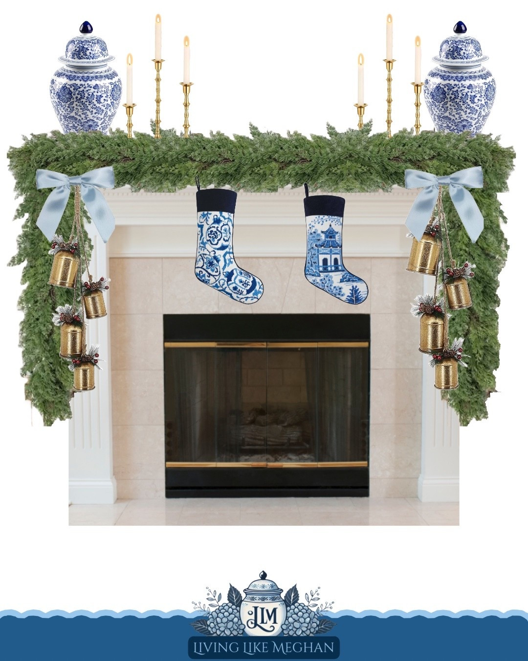 A little classic Christmas magic with blue-and-white touches I look forward to every year 💙✨ Soft greenery, pretty brass bells, and those timeless stockings that make the whole room feel finished. 

Tap to explore the pieces I gathered for this look — everything feels so cozy and polished for the season! 🩵✨

blue and white Christmas • chinoiserie holiday decor • traditional mantle styling • timeless holiday home • brass bell garland

#LTKHome #LTKSaleAlert #LTKHoliday