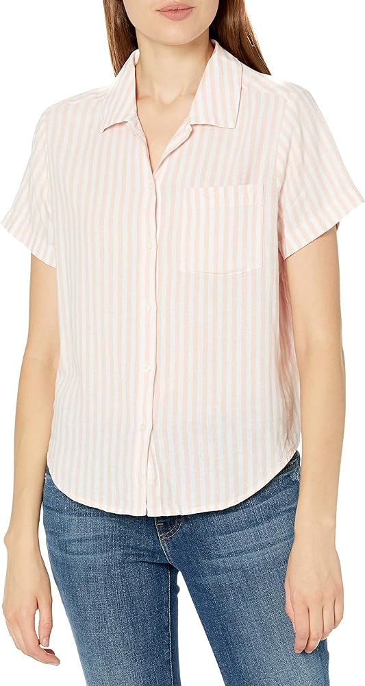 Lucky Brand Women's Short Sleeve Button Up One Pocket Tie Front Shirt | Amazon (US)