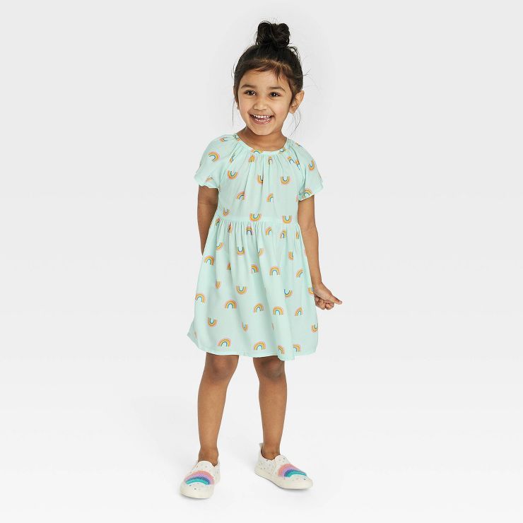 Toddler Girls' Rainbow Dress - Cat & Jack™ Light Blue | Target