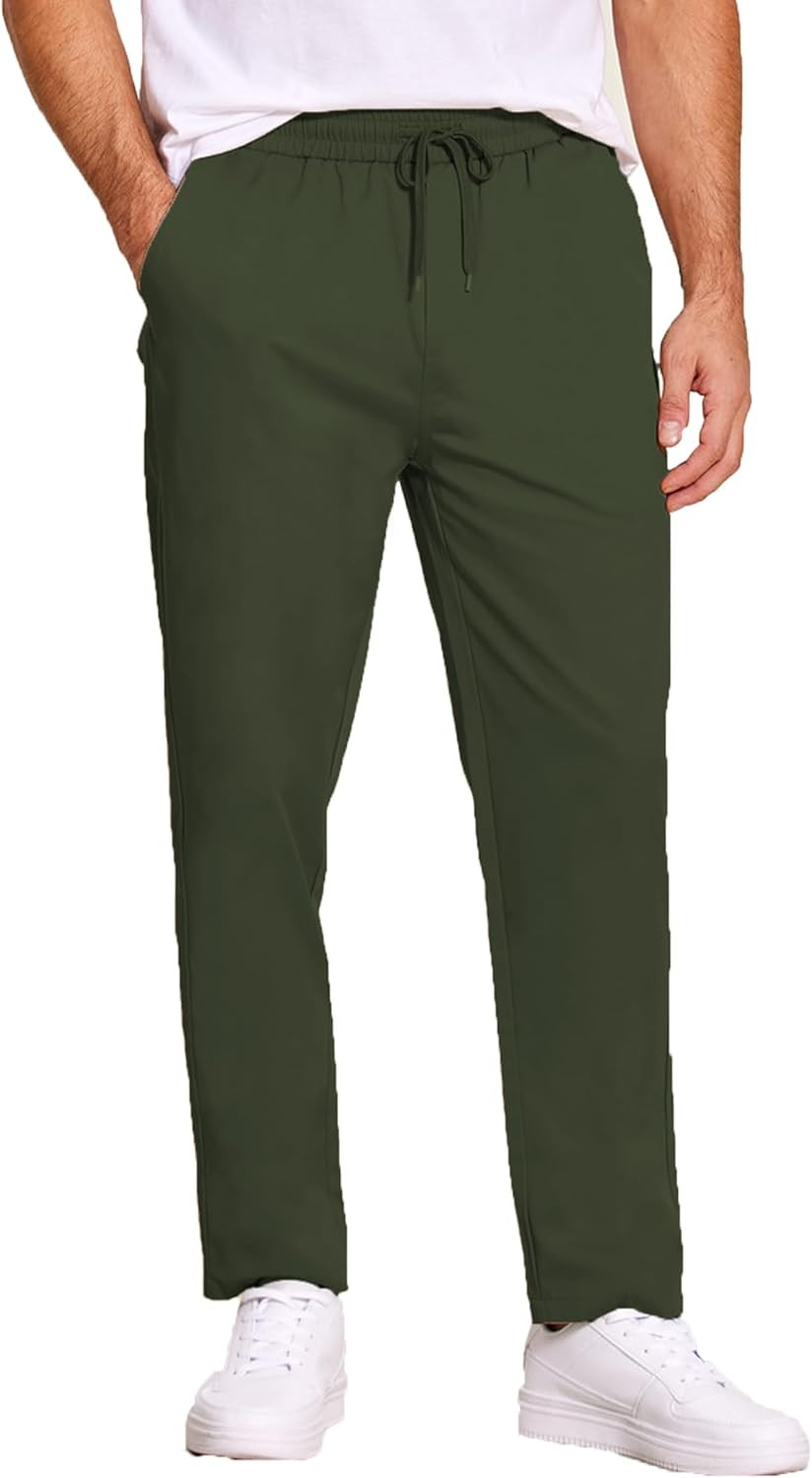 COOFANDY Men's Casual Drawstring Pants Regular Fit Elastic Waist Cotton Basic Straight Leg Cargo ... | Amazon (US)