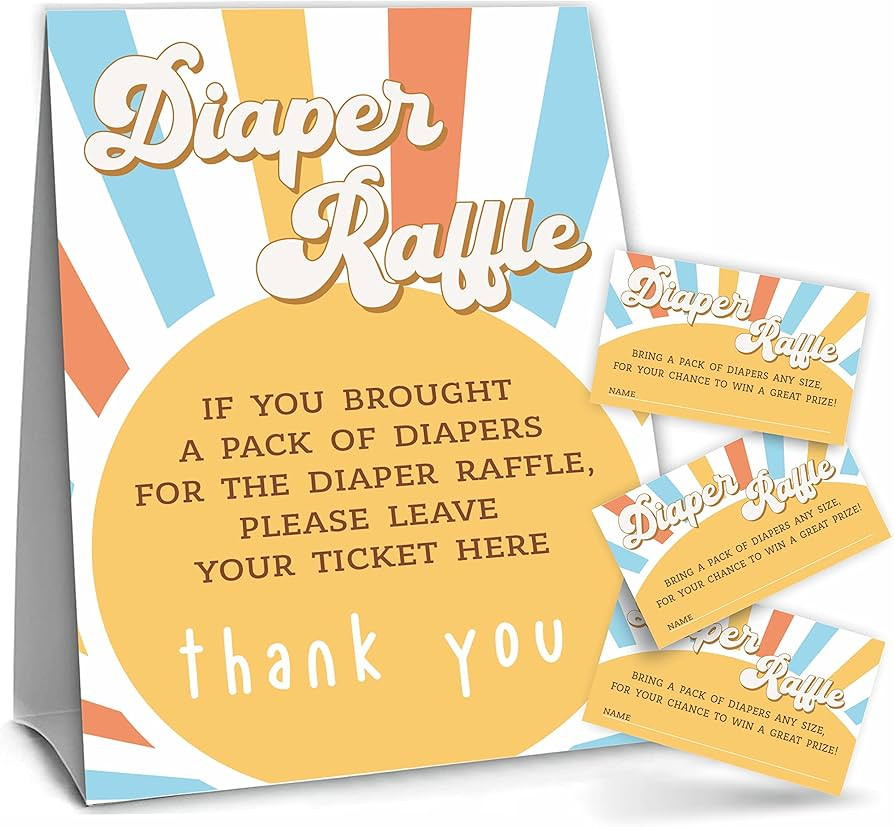 YKYENR Diaper Raffle Baby Shower Party, Diaper Raffle Game Kit，1 Diaper Raffle Standing Sign & ... | Amazon (US)