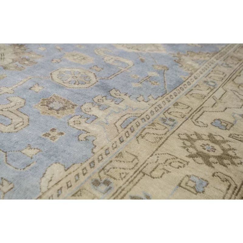 One-of-a-Kind Demirji Hand-Knotted Oushak Light Blue/Yellow 8' x 10'2" Wool Area Rug | Wayfair Professional
