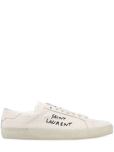 SAINT LAURENT - 10MM COURT CLASSIC LOGO CANVAS SNEAKERS - LUISAVIAROMA | Luisaviaroma